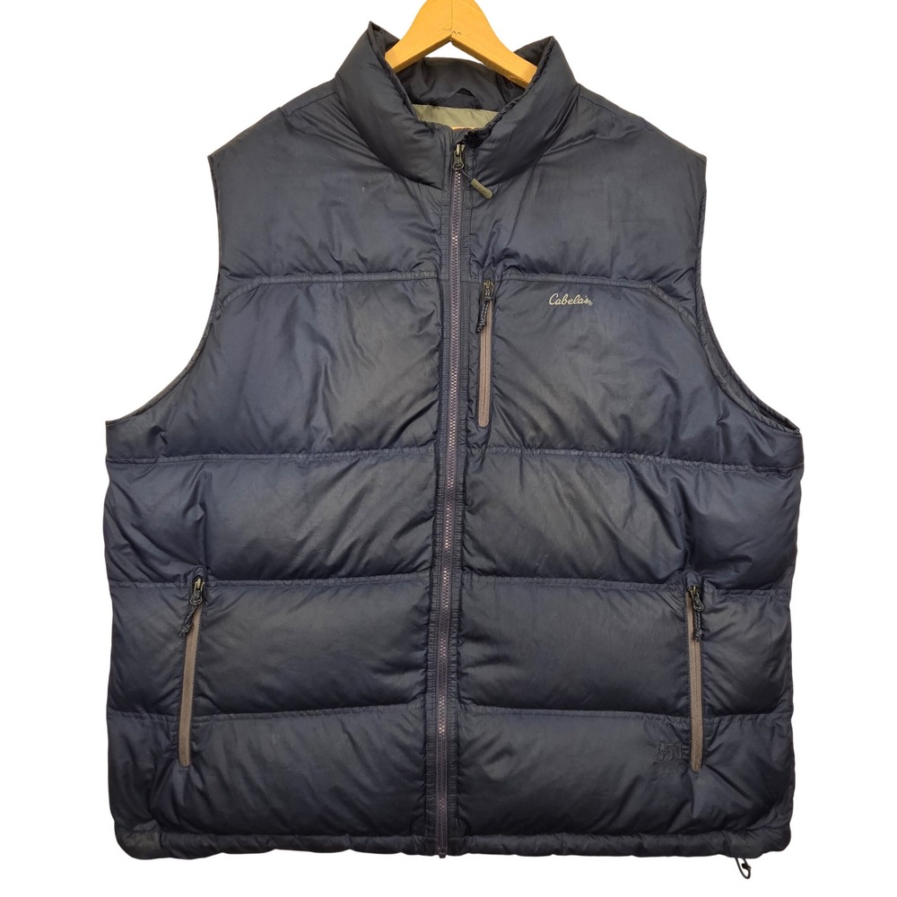 Cabelas 650 Down Puffer Vest Navy Blue Full Zip Ripstop 984959 Mens 3XL Tall